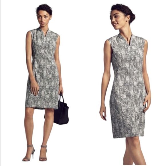 MM Lafleur Aditi Sheath Dress in Black and White Crackle Print NEW Size 2 - Picture 1 of 11